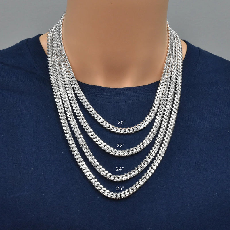 12.8mm 22" 925 Sterling Silver Miami Cuban Box Lock Chain