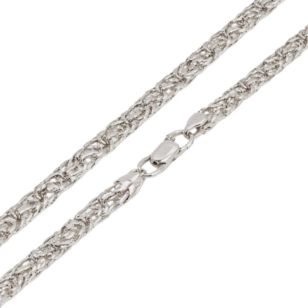 5mm 22" 925 Sterling Silver Diamond Cut Square Byzantine Chain