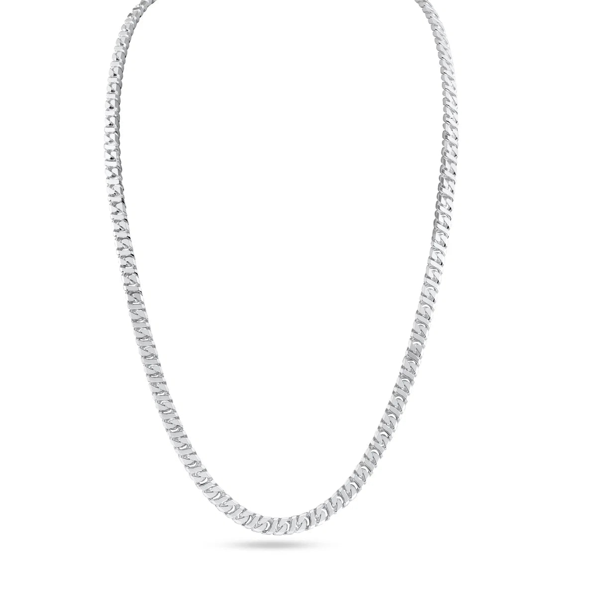 6.8mm 22" 67.9 gram Solid 925 Sterling Silver Dollar Cuban Diamond Cut Chain