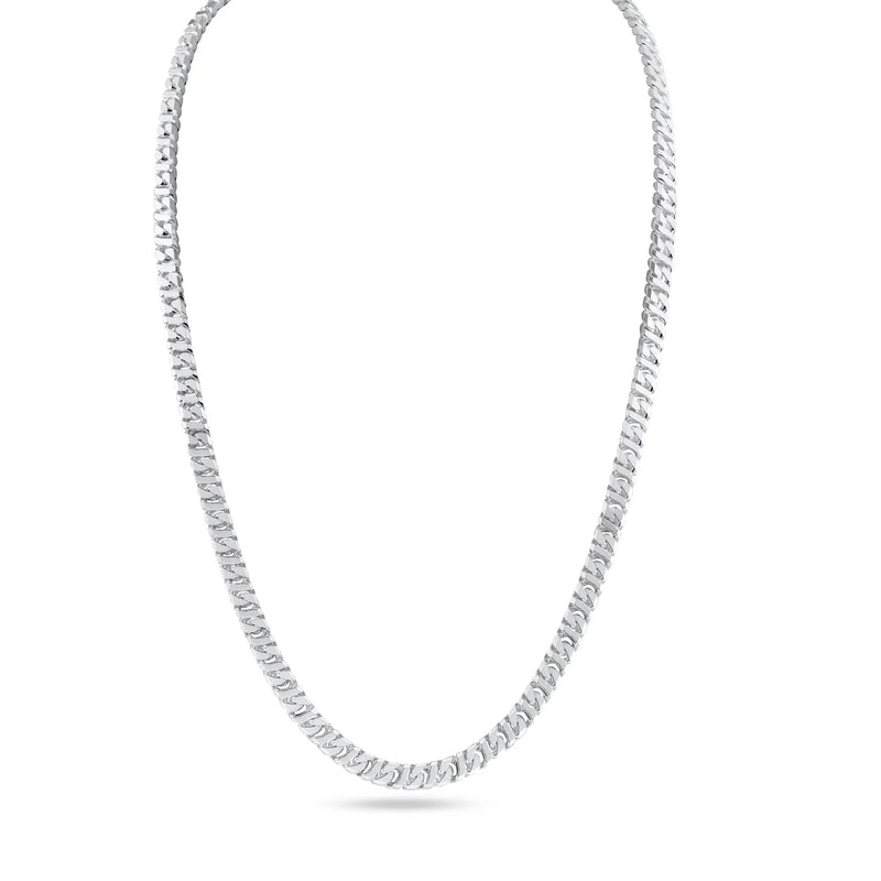 6.8mm 22" 67.9 gram Solid 925 Sterling Silver Dollar Cuban Diamond Cut Chain