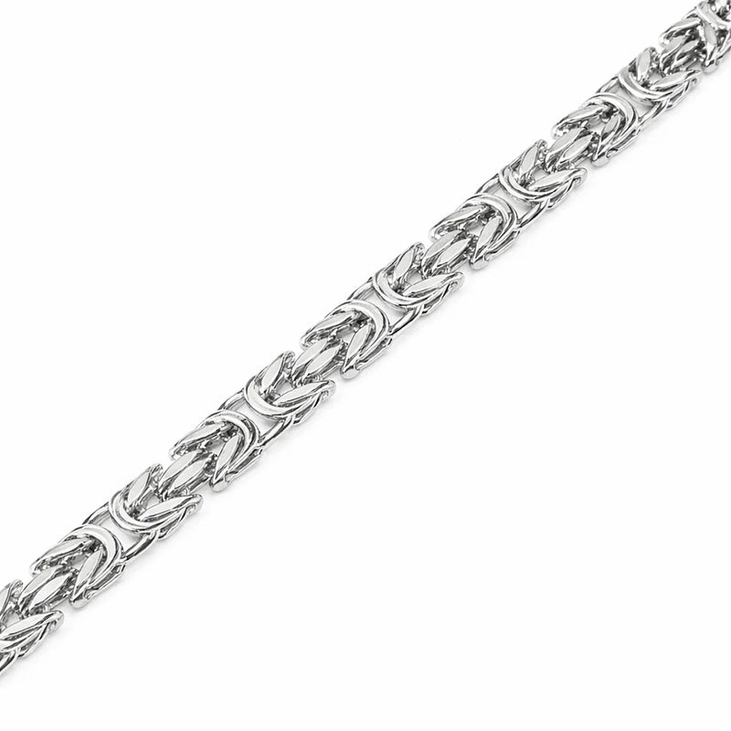 5mm 22" 925 Sterling Silver Diamond Cut Square Byzantine Chain